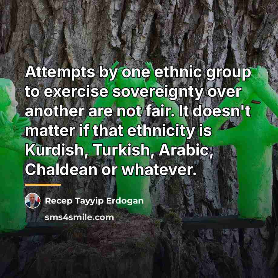 “Attempts by one ethnic group to exercise sovereignty over another…” quote by Recep Tayyip Erdogan