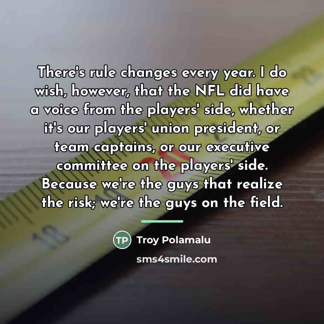 “There's rule changes every year. I do wish, however, that…” quote by Troy Polamalu