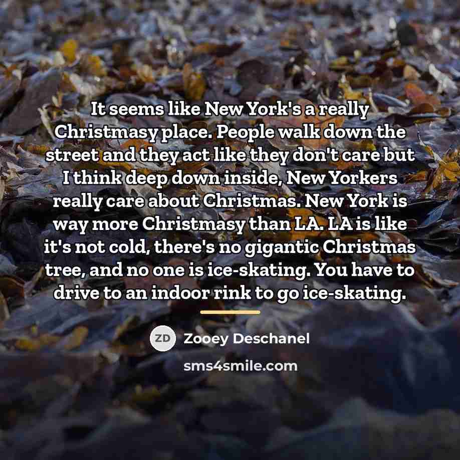 “It seems like New York's a really Christmasy place. People…” quote by Zooey Deschanel