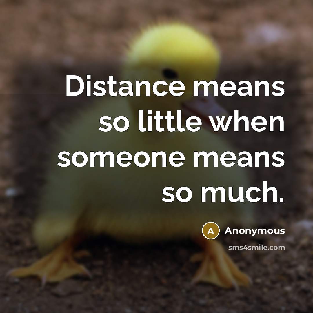 “Distance means so little when someone means so much.” quote by Anonymous