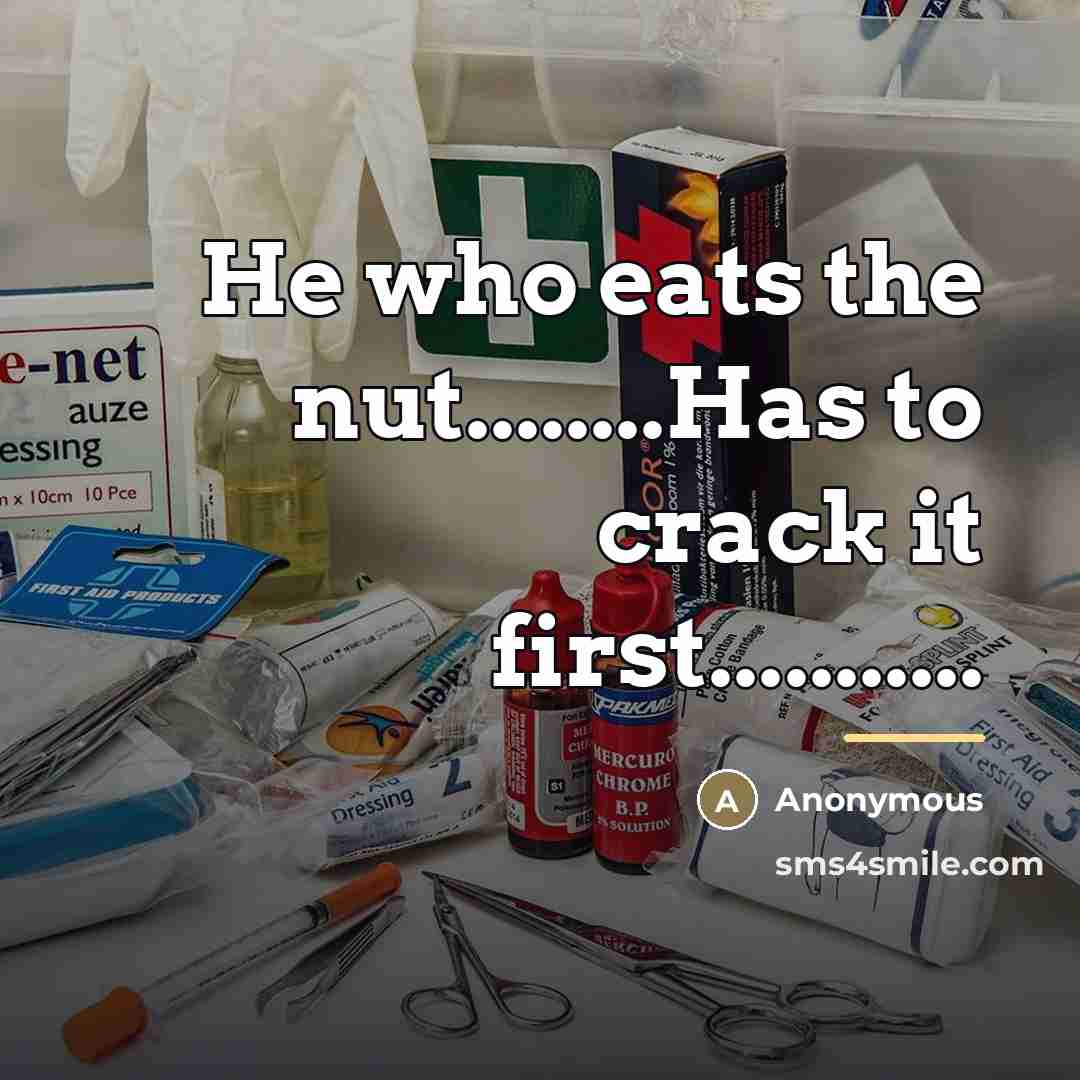 “He who eats the nut........Has to crack it first...........…” quote by Anonymous