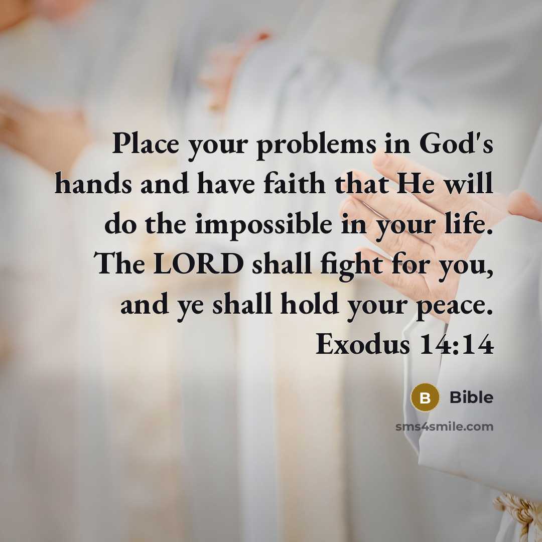 “Place your problems in God's hands and have faith that…” quote by Bible
