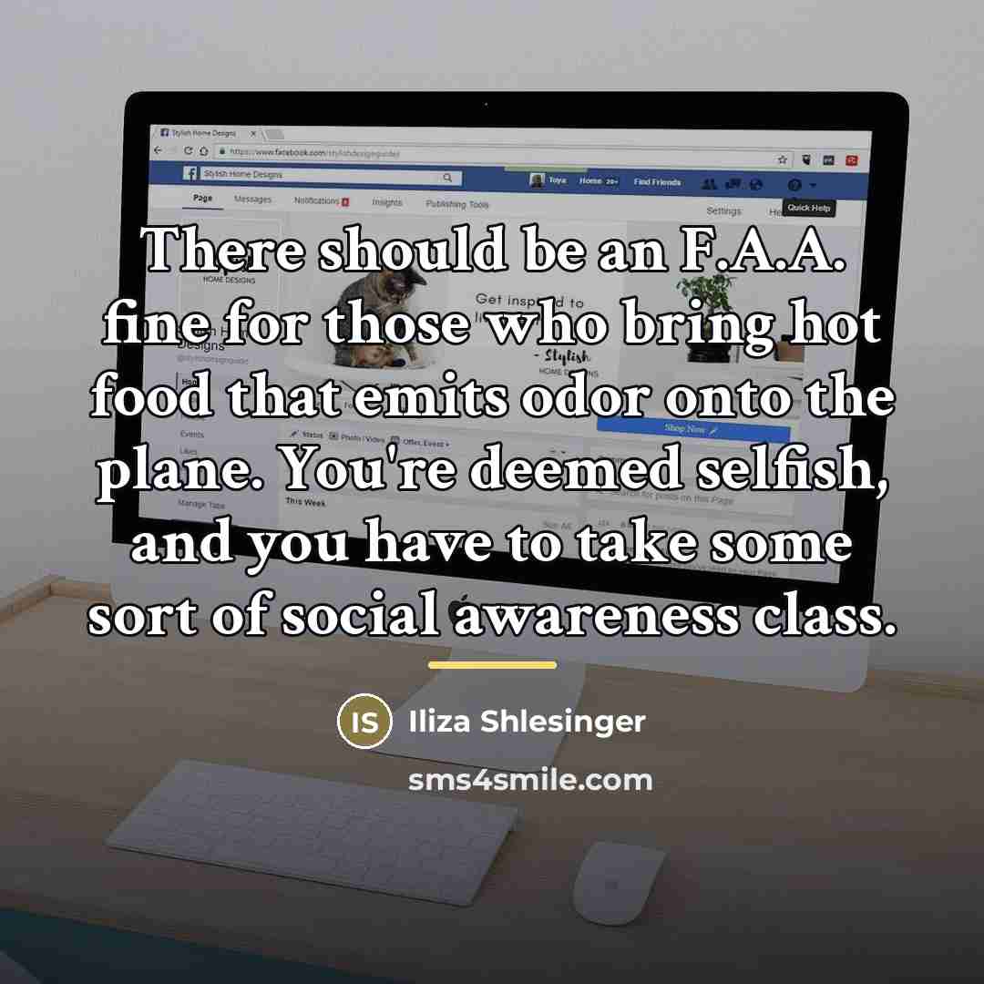 “There should be an F.A.A. fine for those who bring…” quote by Iliza Shlesinger