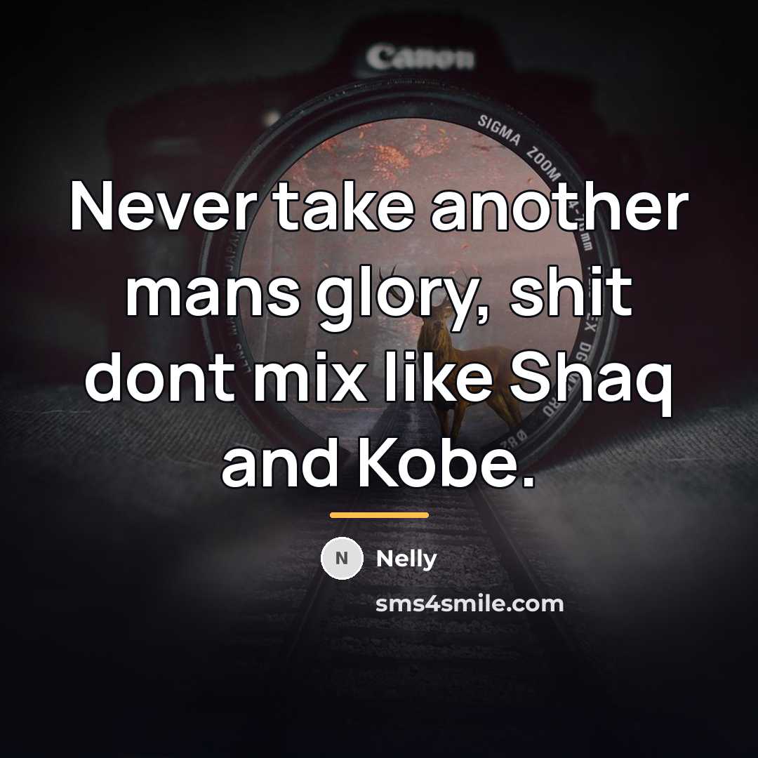 “Never take another mans glory, shit dont mix like Shaq…” quote by Nelly