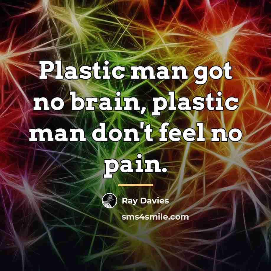 “Plastic man got no brain, plastic man don't feel no…” quote by Ray Davies