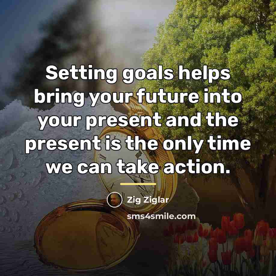 “Setting goals helps bring your future into your present and…” quote by Zig Ziglar