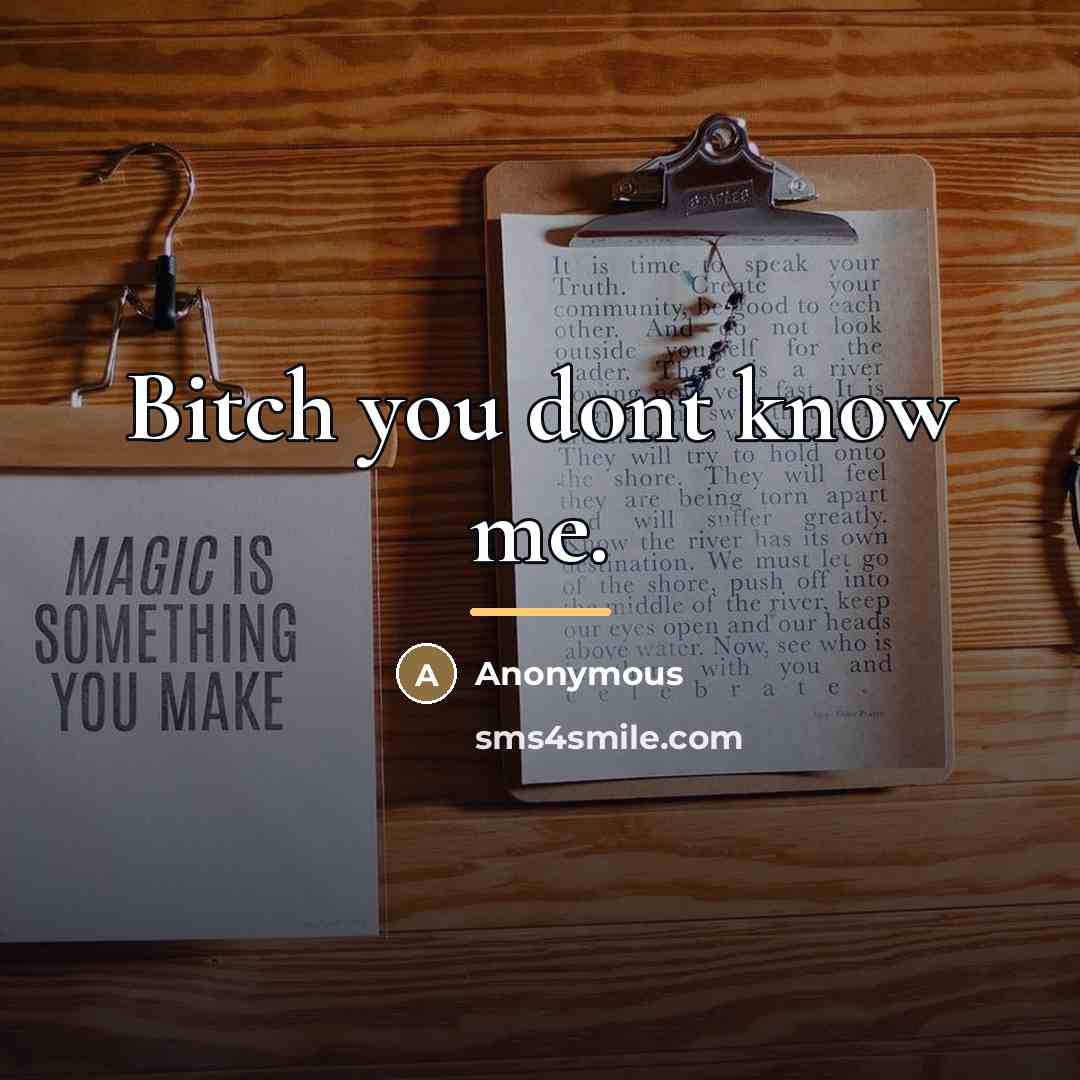 “Bitch you dont know me.…” quote by Anonymous