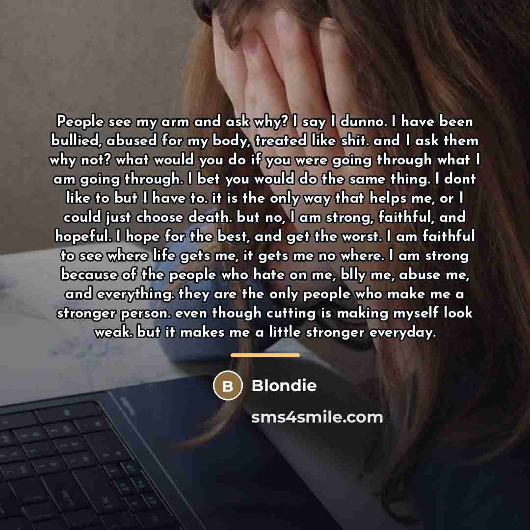 “People see my arm and ask why? I say I…” quote by Blondie
