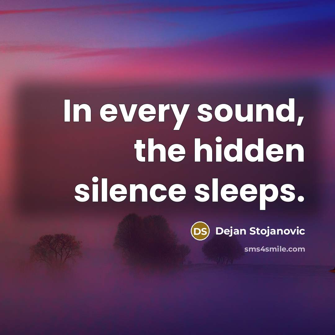 “In every sound, the hidden silence sleeps.…” quote by Dejan Stojanovic