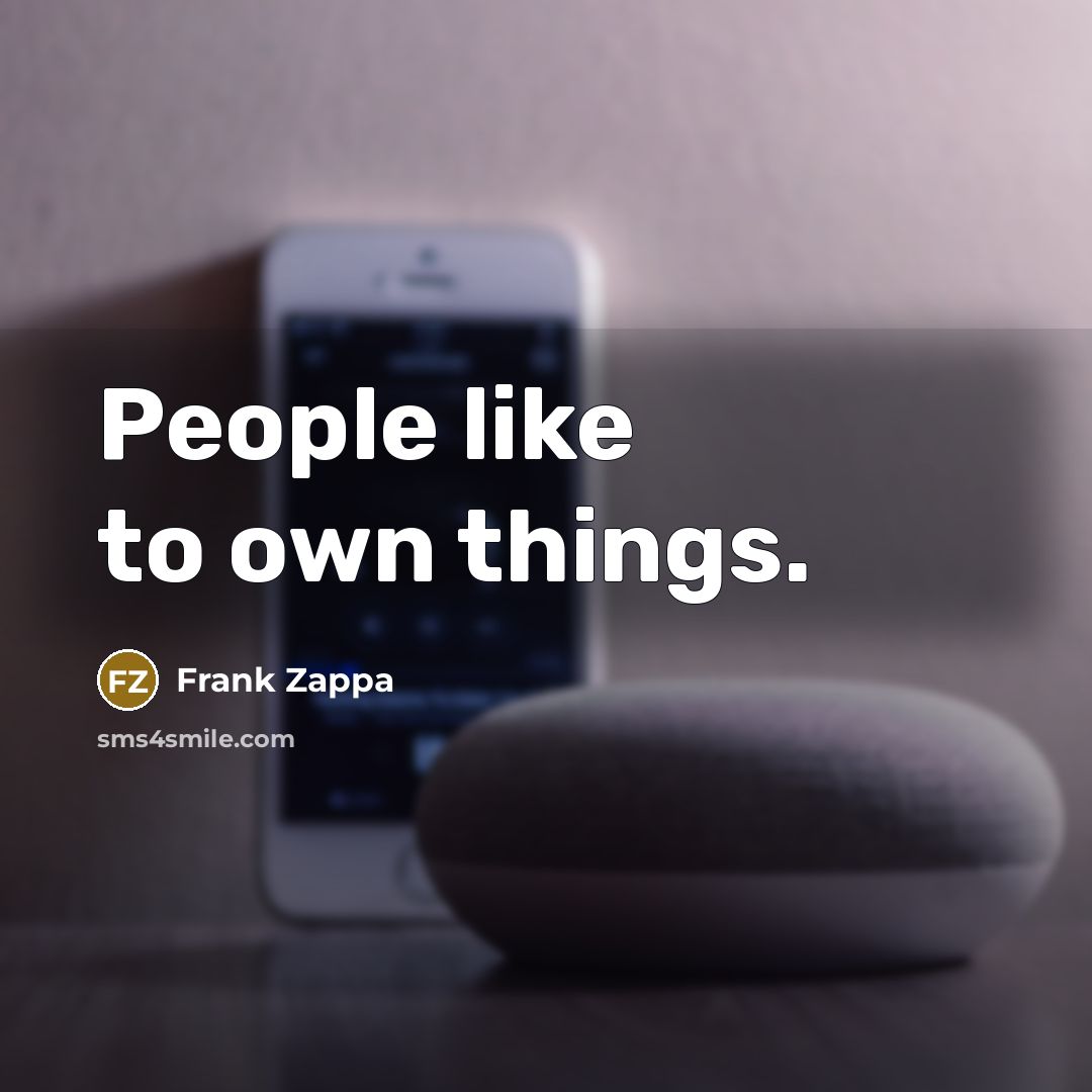 “People like to own things.” quote by Frank Zappa