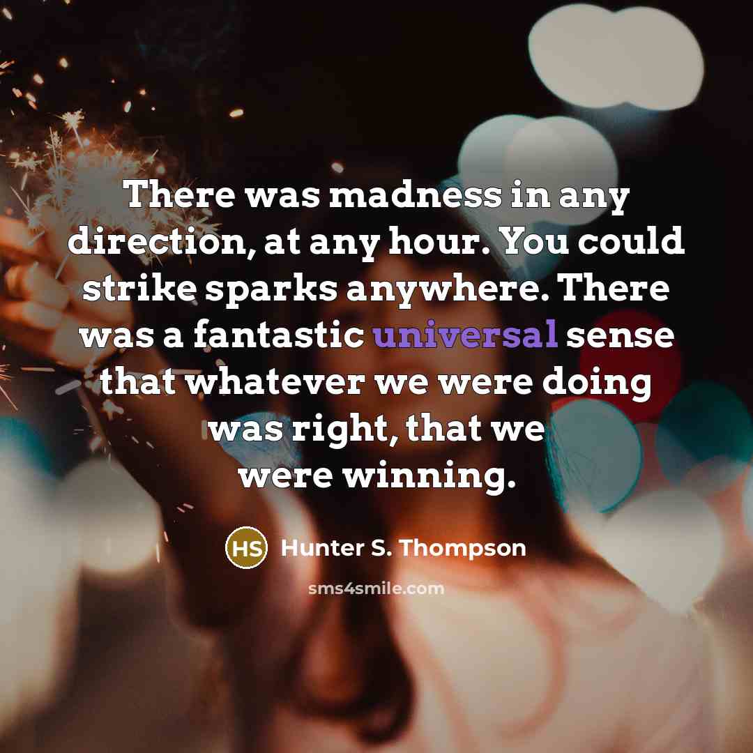 “There was madness in any direction, at any hour. You…” quote by Hunter S. Thompson