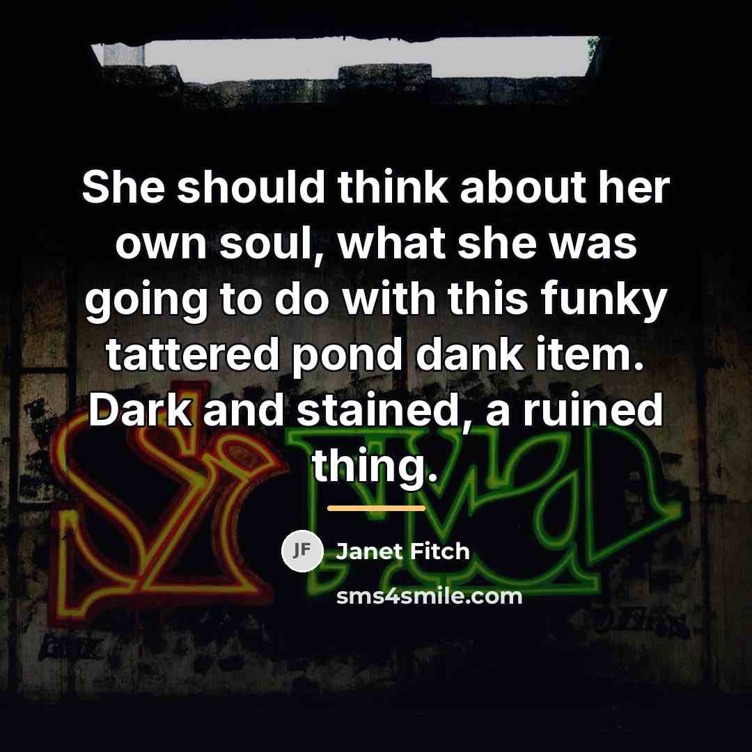 “She should think about her own soul, what she was…” quote by Janet Fitch