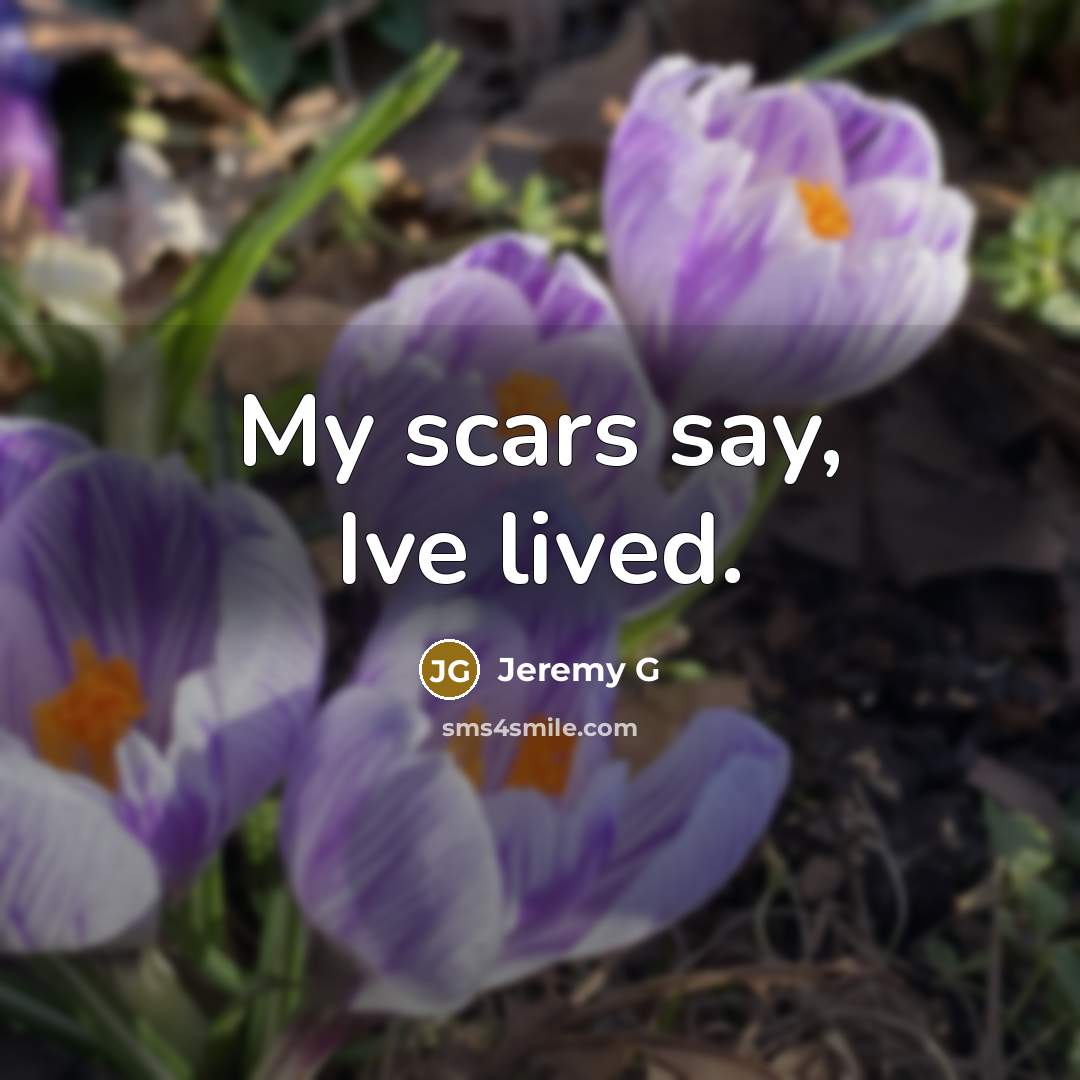 “My scars say, Ive lived.…” quote by Jeremy G