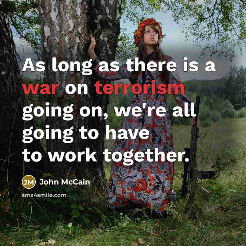 “As long as there is a war on terrorism going on, we're all going to have to work together.” quote by John McCain