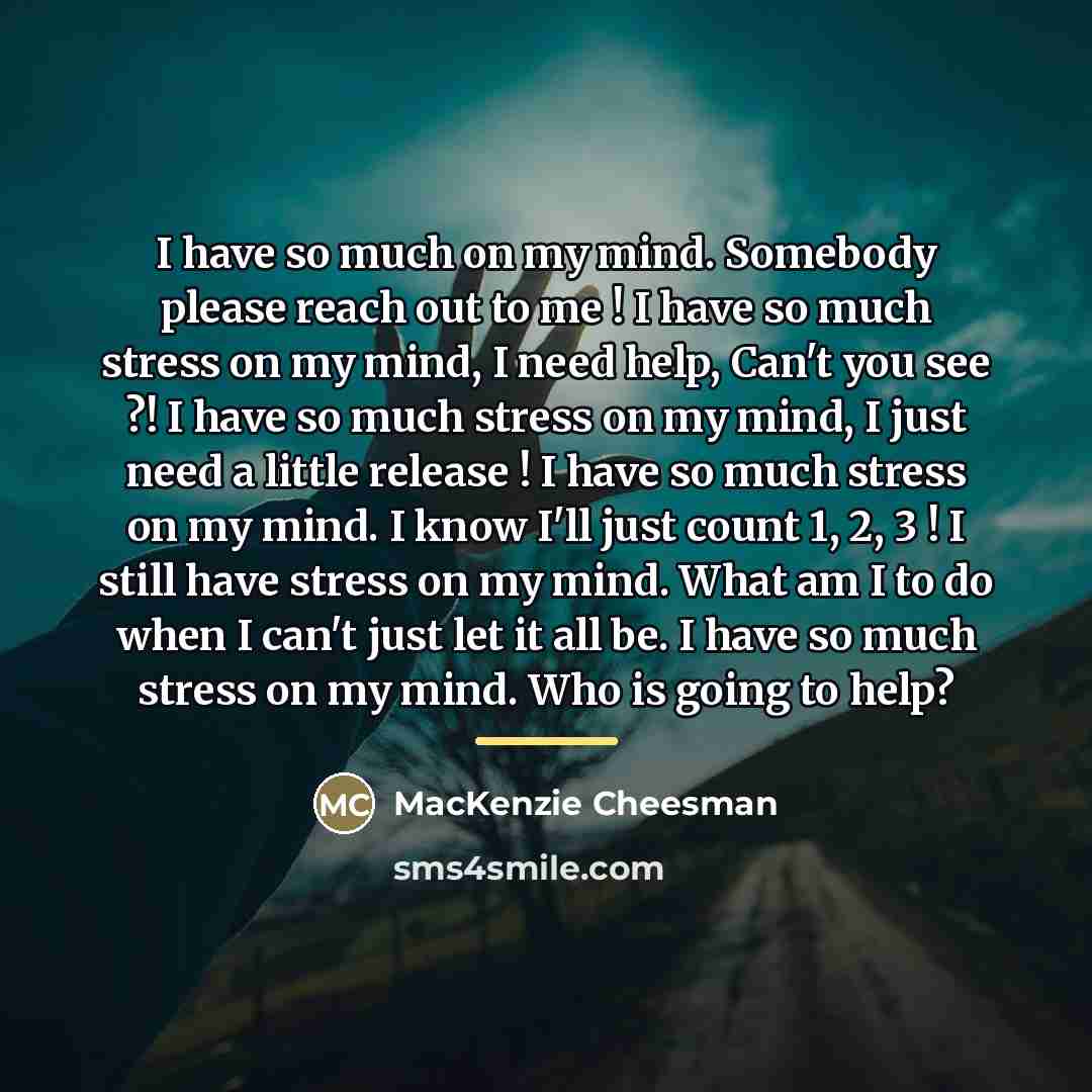 “I have so much on my mind. Somebody please reach…” quote by MacKenzie Cheesman