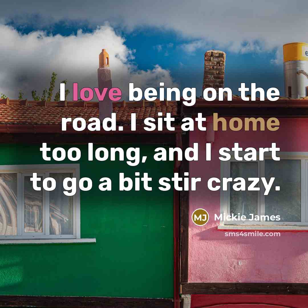 “I love being on the road. I sit at home…” quote by Mickie James