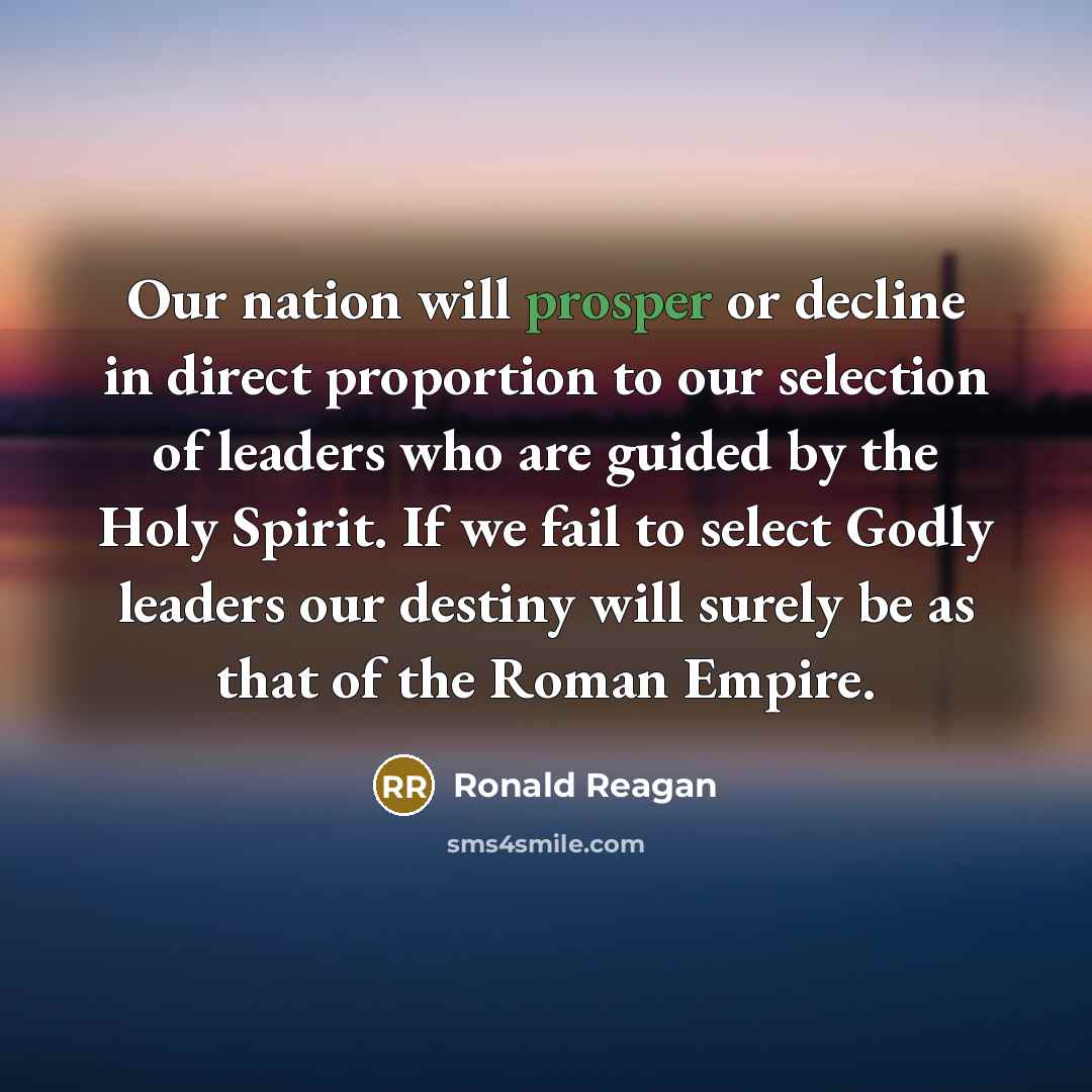 “Our nation will prosper or decline in direct proportion to…” quote by Ronald Reagan