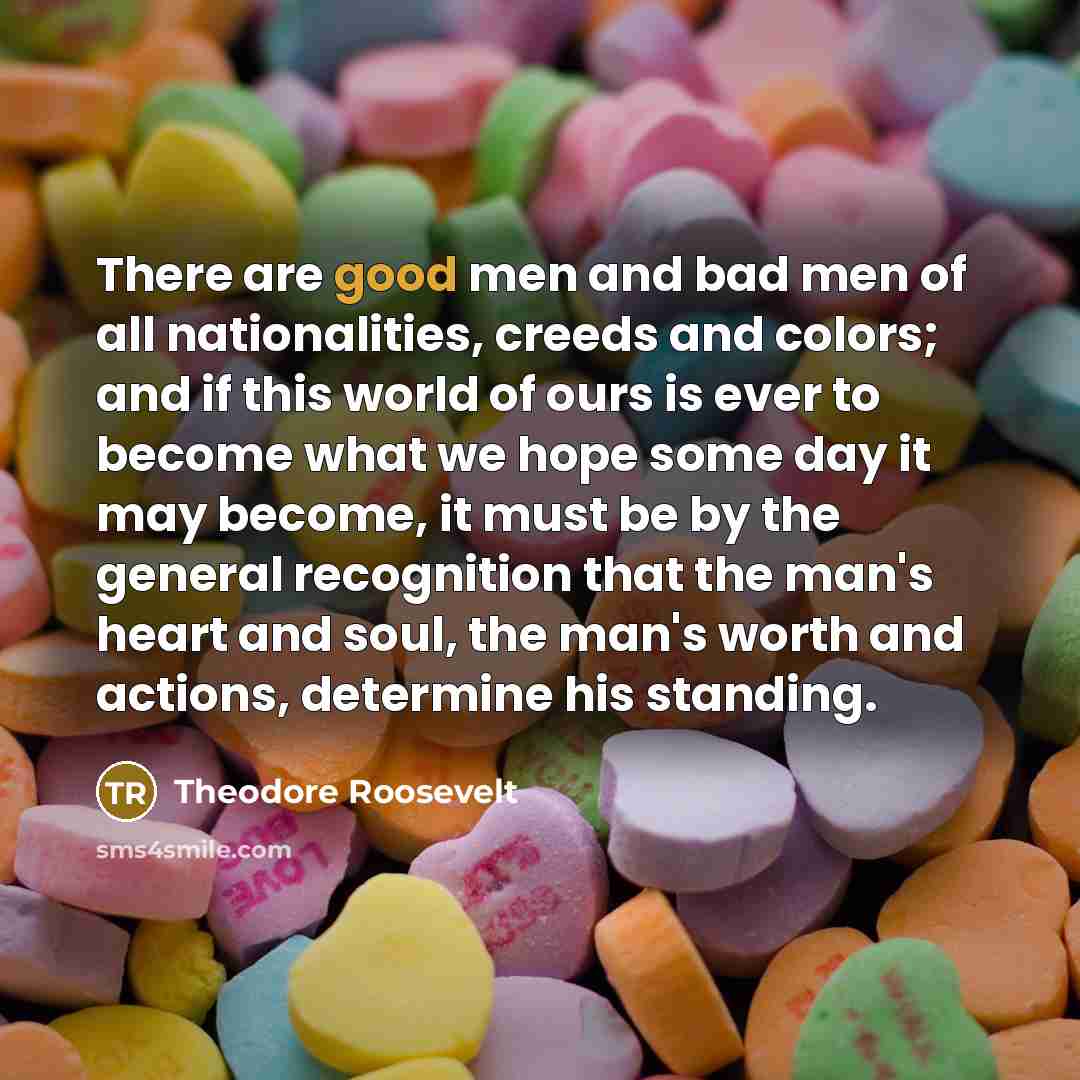 “There are good men and bad men of all nationalities,…” quote by Theodore Roosevelt