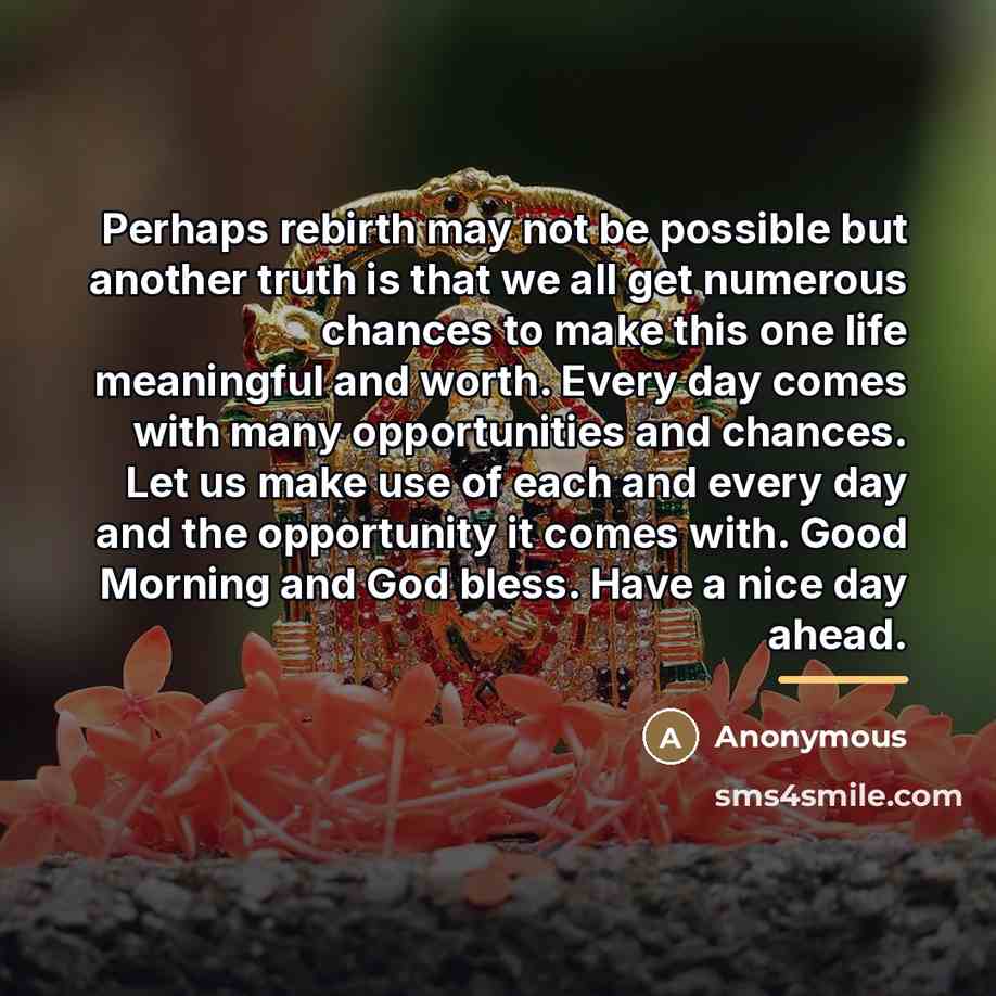 “Perhaps rebirth may not be possible but another truth is…” quote by Anonymous