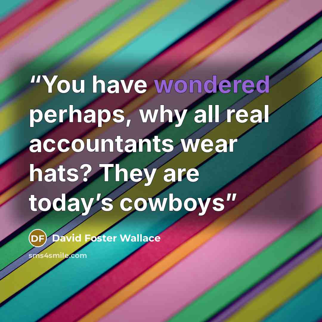 “You have wondered perhaps, why all real accountants wear hats? They are today’s cowboys” quote by David Foster Wallace