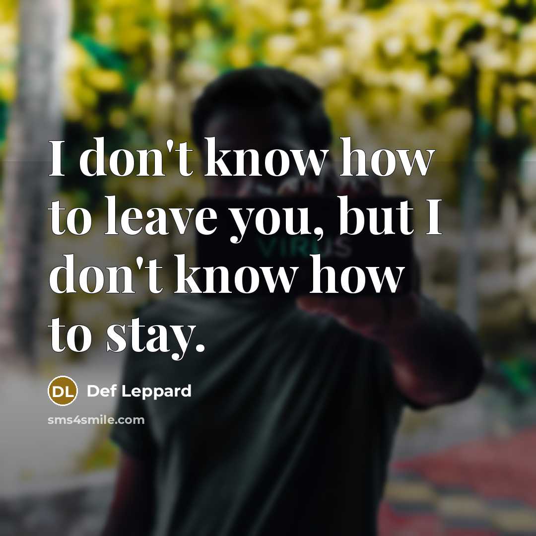 “I don't know how to leave you, but I don't…” quote by Def Leppard