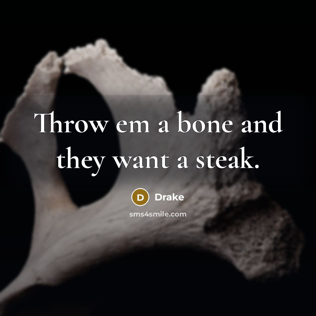 “Throw em a bone and they want a steak.…” quote by Drake