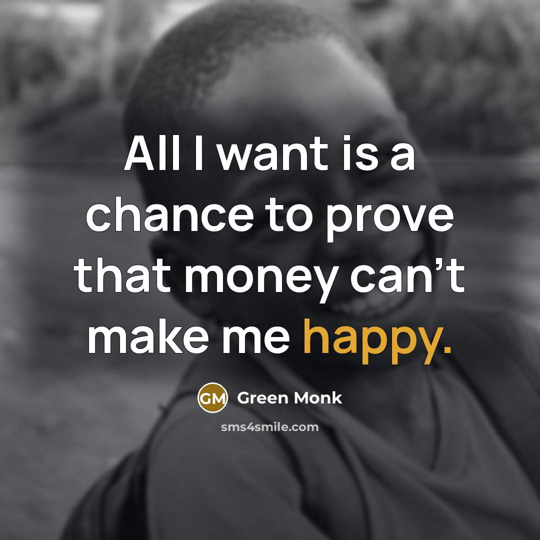 “All I want is a chance to prove that money…” quote by Green Monk