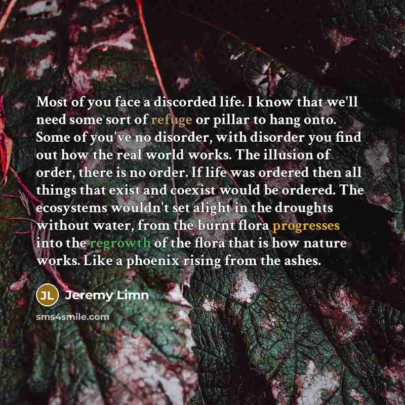 “Most of you face a discorded life. I know that…” quote by Jeremy Limn