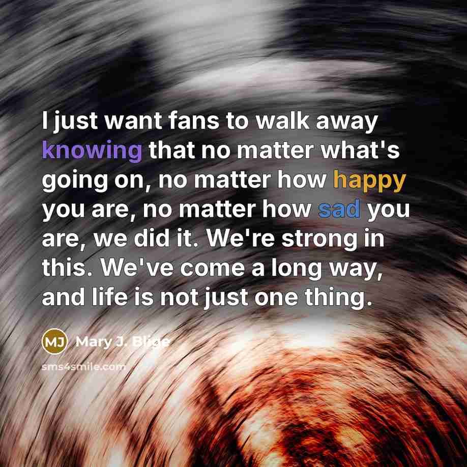 “I just want fans to walk away knowing that no…” quote by Mary J. Blige