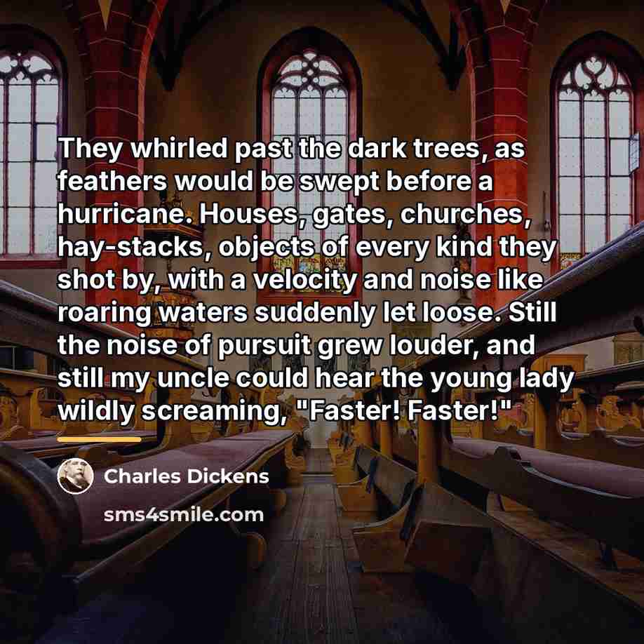 “They whirled past the dark trees, as feathers would be…” quote by Charles Dickens