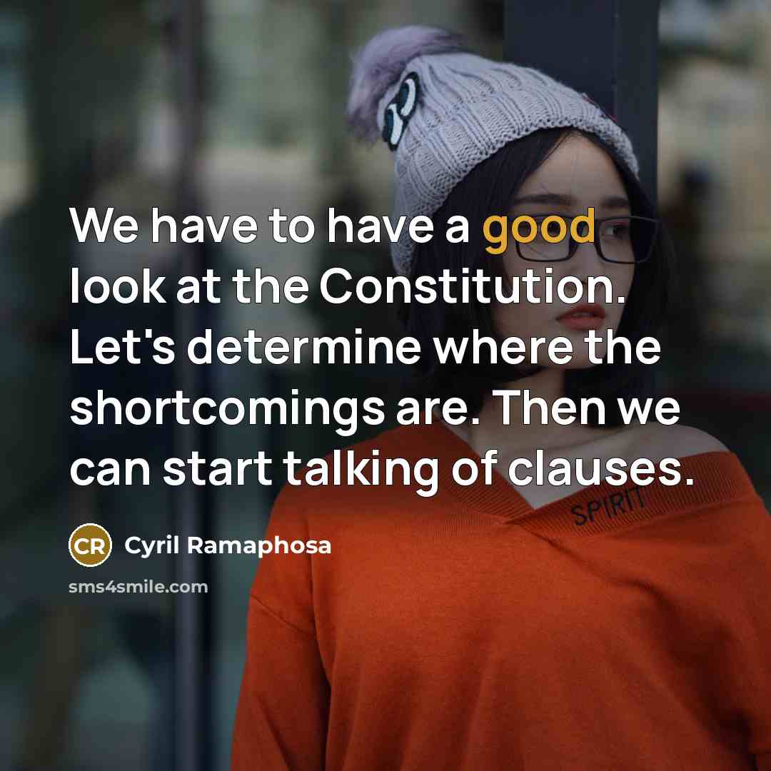 “We have to have a good look at the Constitution.…” quote by Cyril Ramaphosa