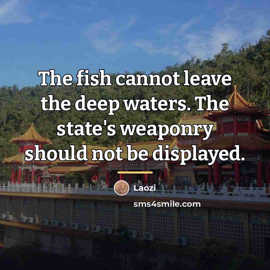 “The fish cannot leave the deep waters. The state's weaponry…” quote by Laozi