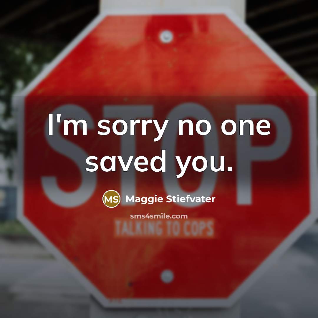 “I'm sorry no one saved you.…” quote by Maggie Stiefvater