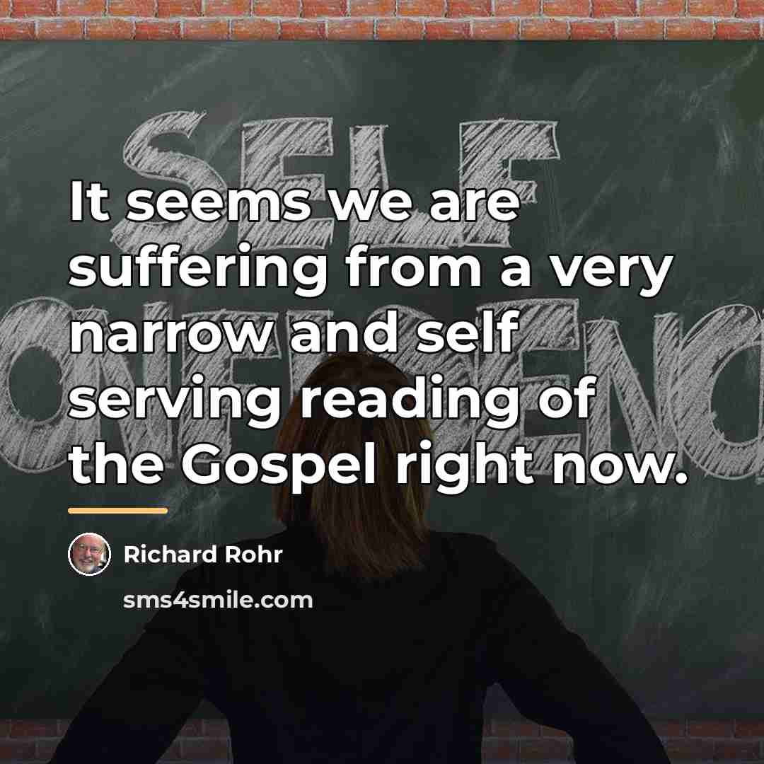 “It seems we are suffering from a very narrow and…” quote by Richard Rohr