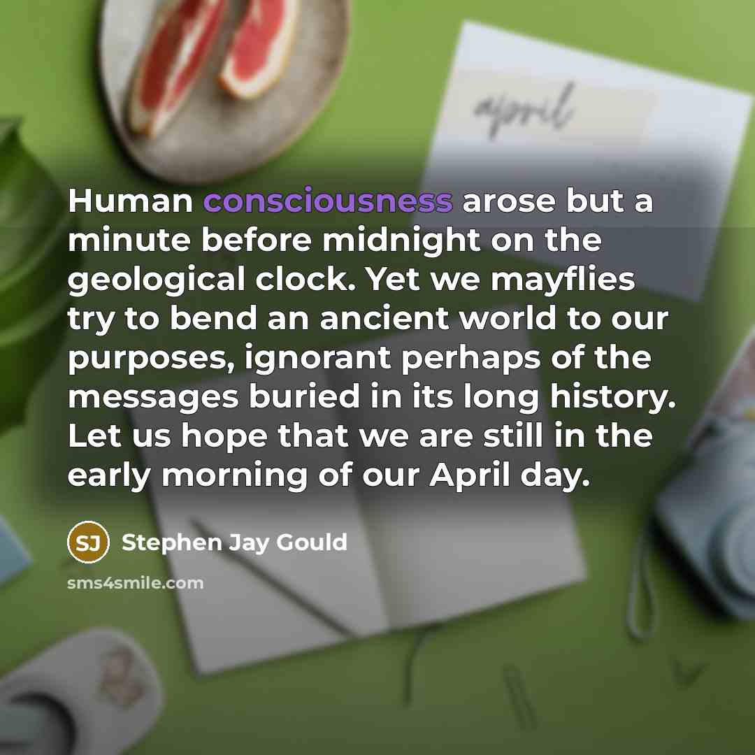 “Human consciousness arose but a minute before midnight on the…” quote by Stephen Jay Gould