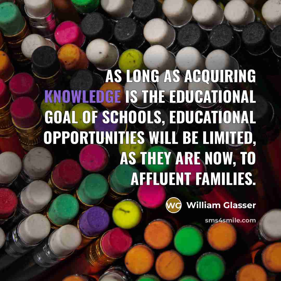 “As long as acquiring knowledge is the educational goal of…” quote by William Glasser