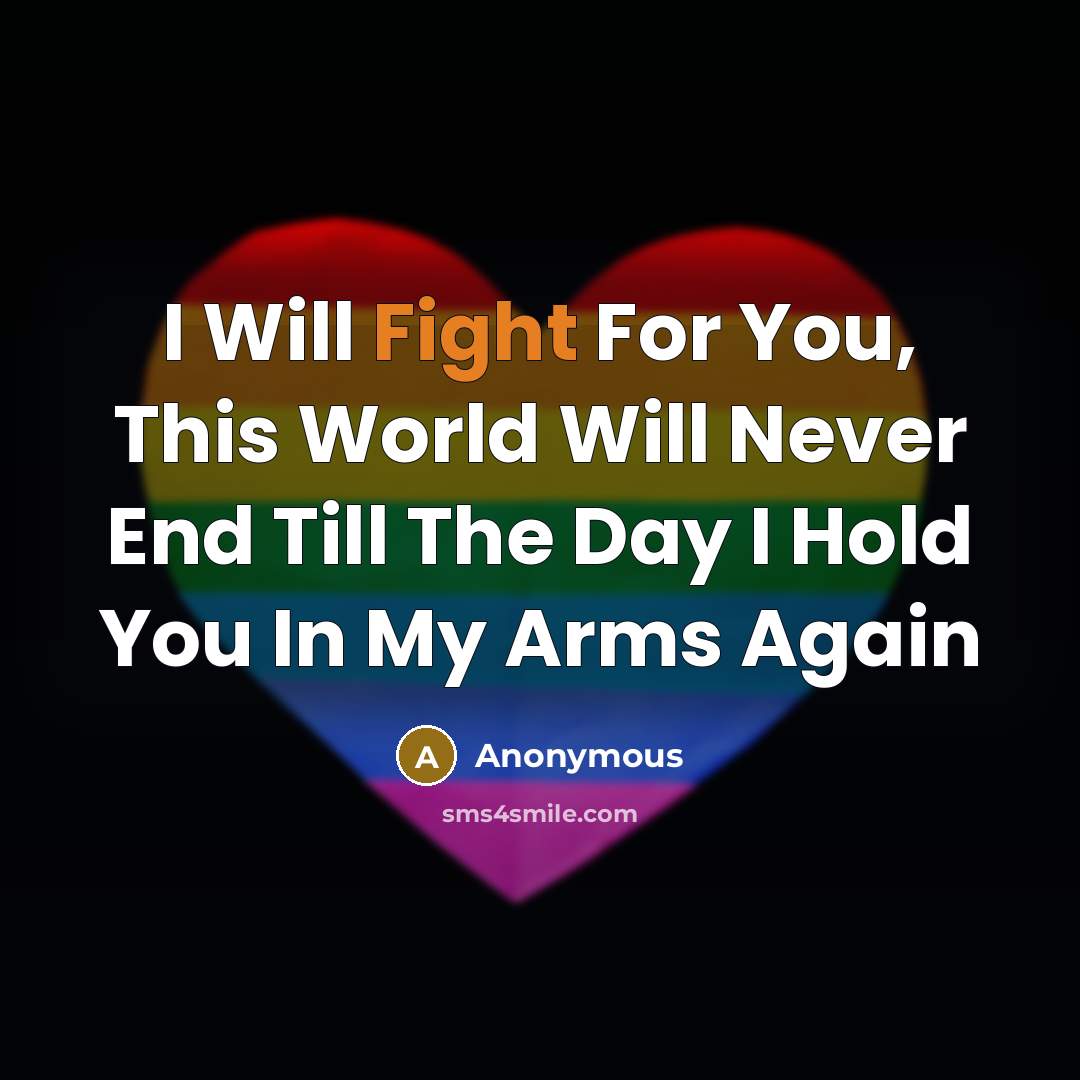 “I Will Fight For You, This World Will Never End Till The Day I Hold You In My Arms Again” quote by Anonymous