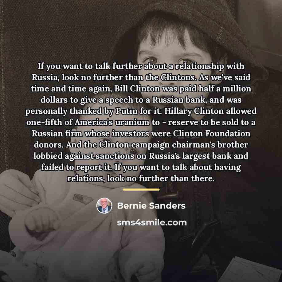 “If you want to talk further about a relationship with…” quote by Bernie Sanders