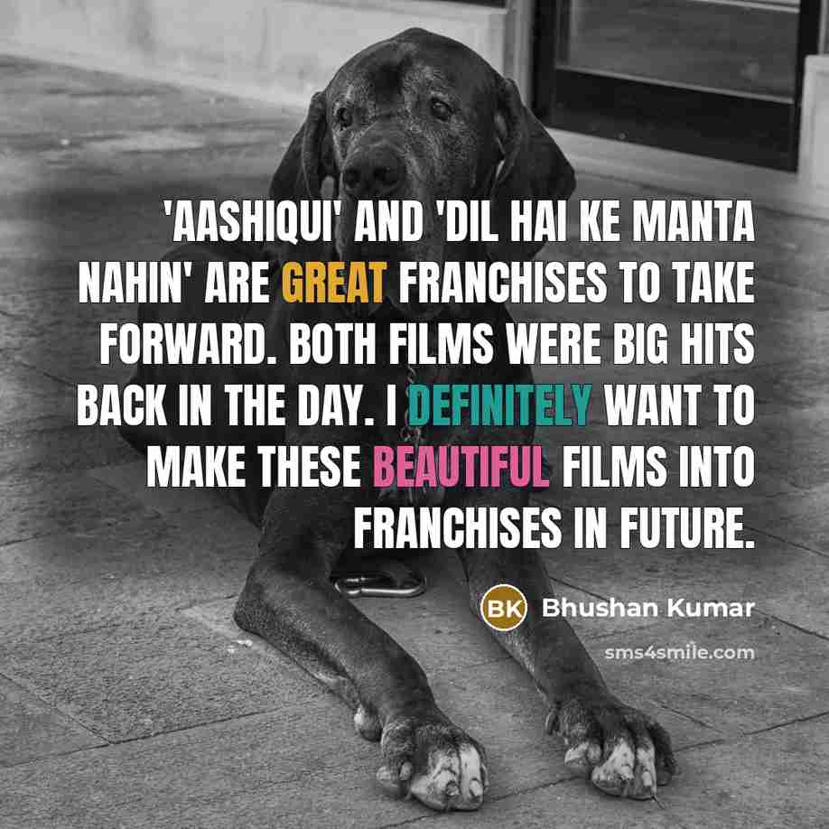 “'Aashiqui' and 'Dil Hai Ke Manta Nahin' are great franchises…” quote by Bhushan Kumar