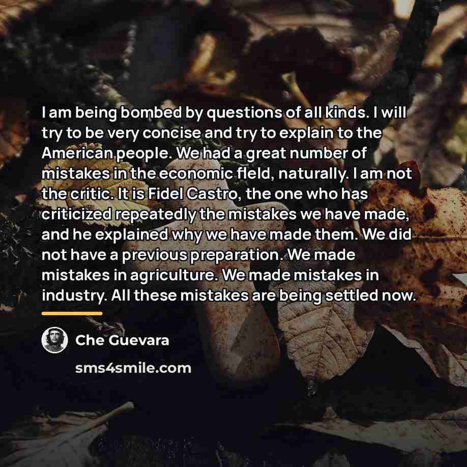 “I am being bombed by questions of all kinds. I…” quote by Che Guevara