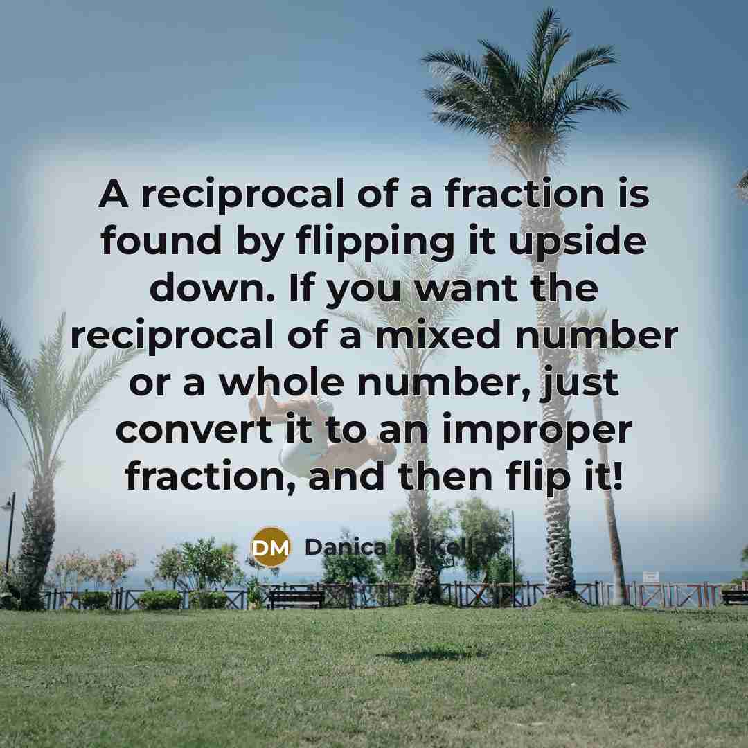 “A reciprocal of a fraction is found by flipping it…” quote by Danica McKellar