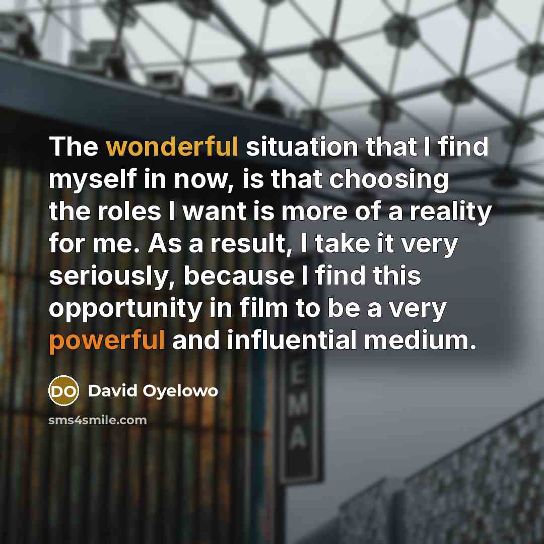 “The wonderful situation that I find myself in now, is…” quote by David Oyelowo