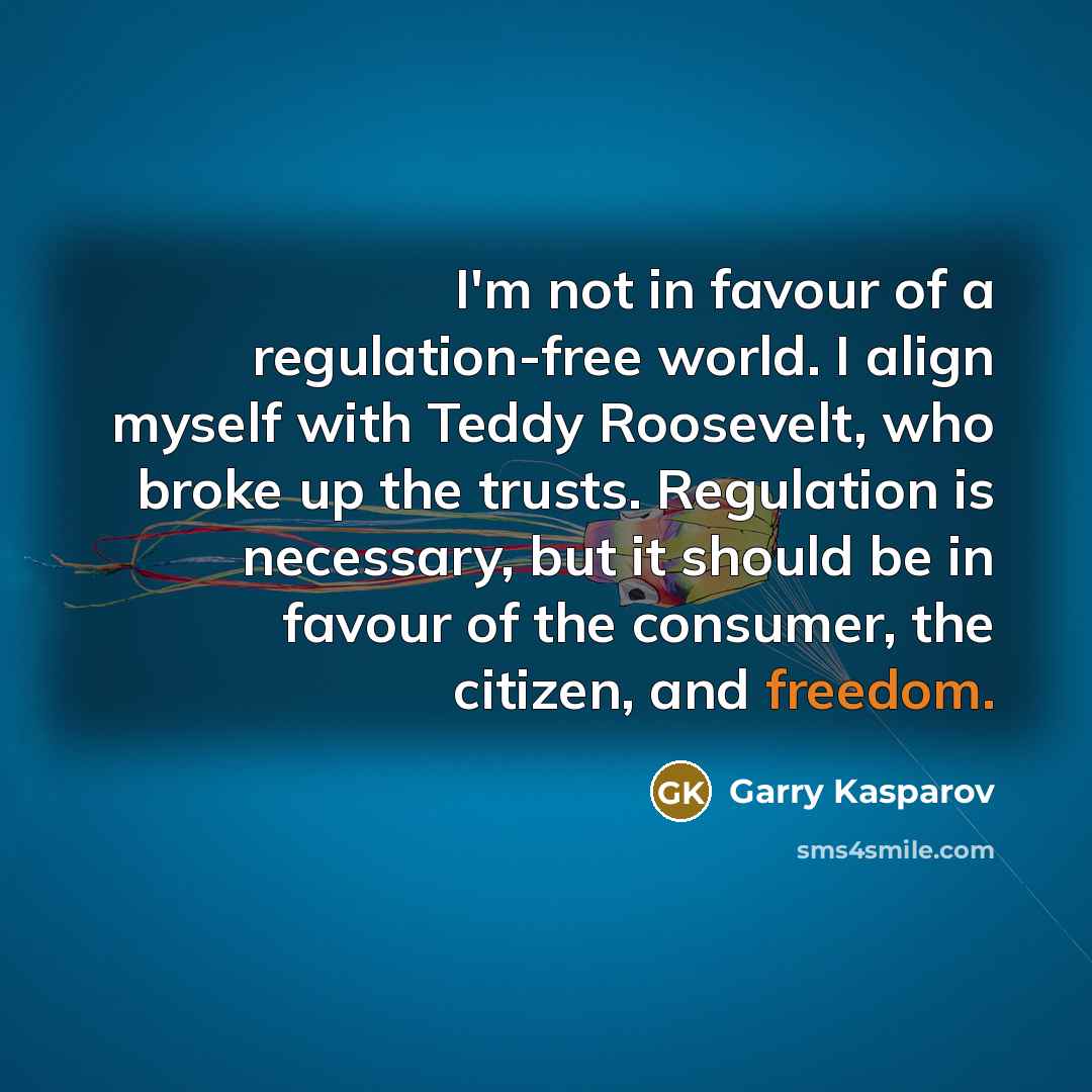 “I'm not in favour of a regulation-free world. I align…” quote by Garry Kasparov