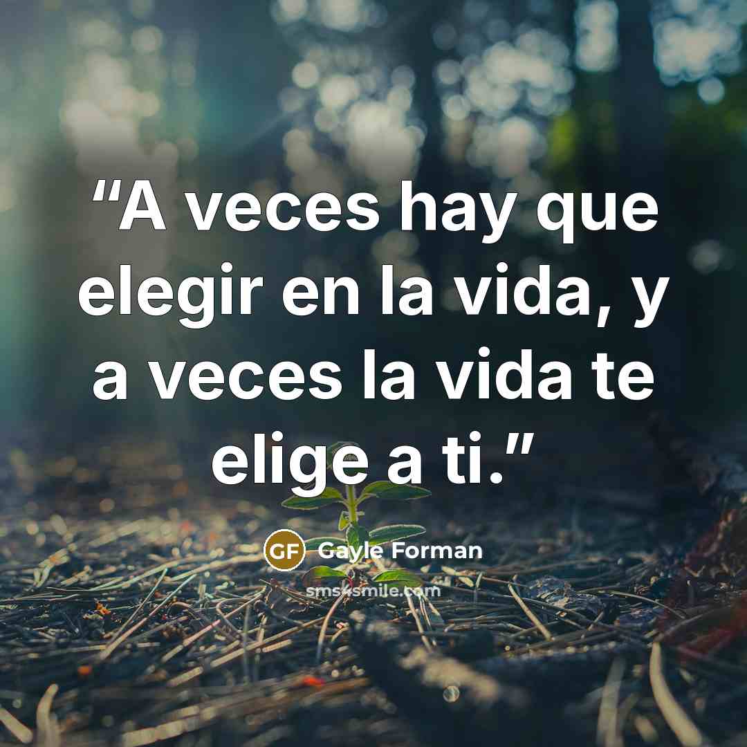 “A veces hay que elegir en la vida, y a veces la vida te elige a ti.” quote by Gayle Forman