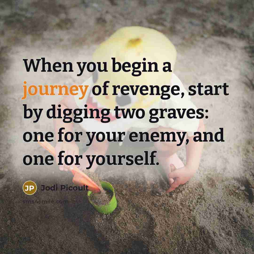 “When you begin a journey of revenge, start by digging…” quote by Jodi Picoult