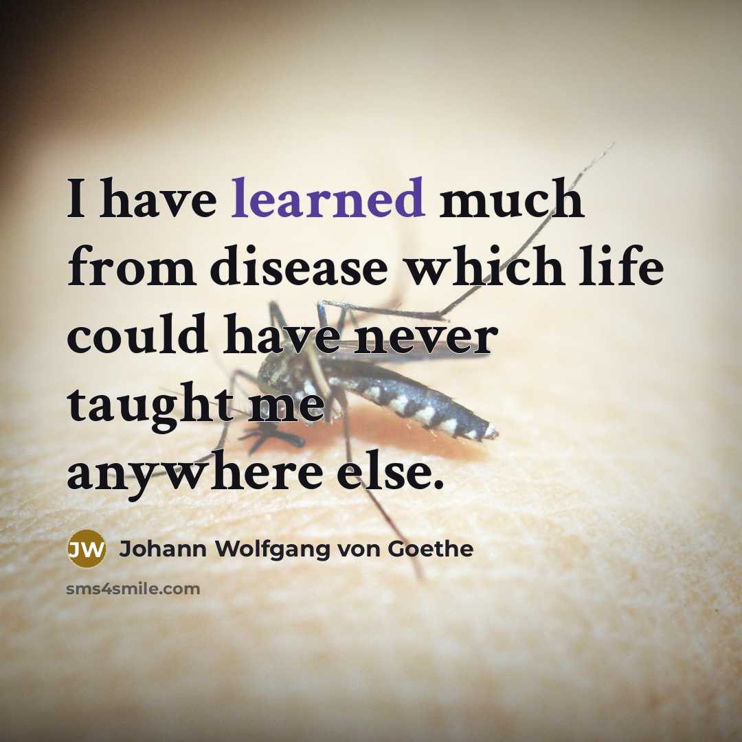 “I have learned much from disease which life could have…” quote by Johann Wolfgang von Goethe