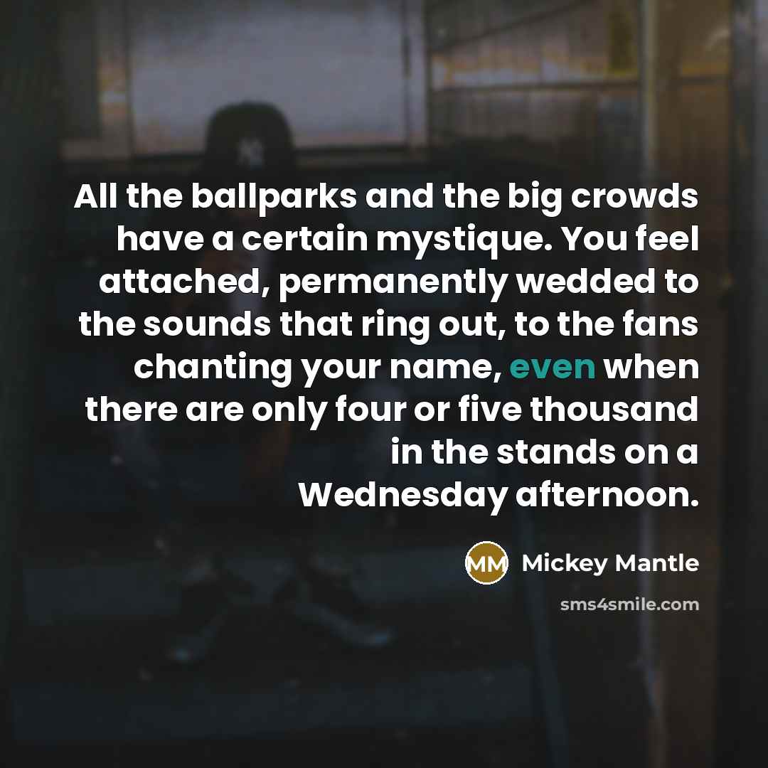 “All the ballparks and the big crowds have a certain…” quote by Mickey Mantle