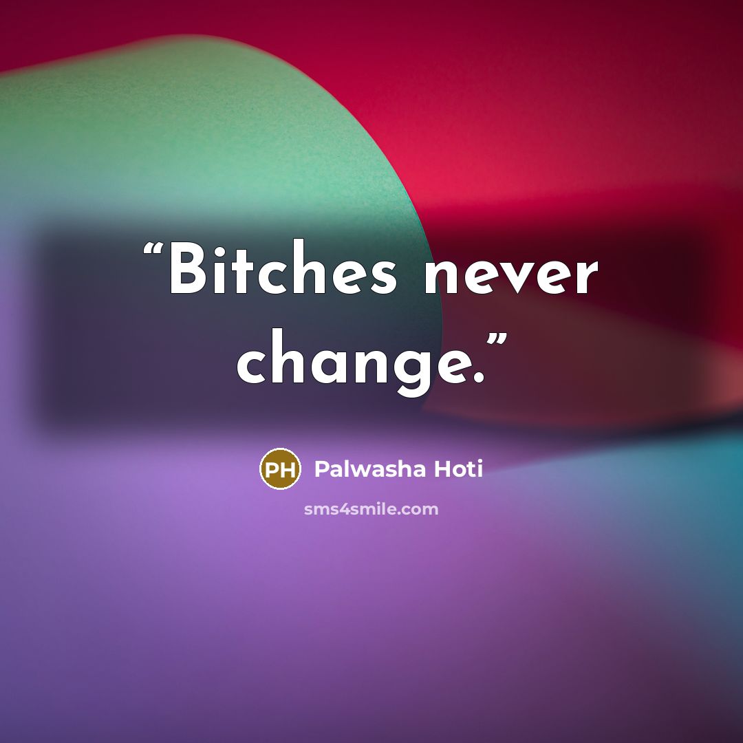 “Bitches never change.” quote by Palwasha Hoti