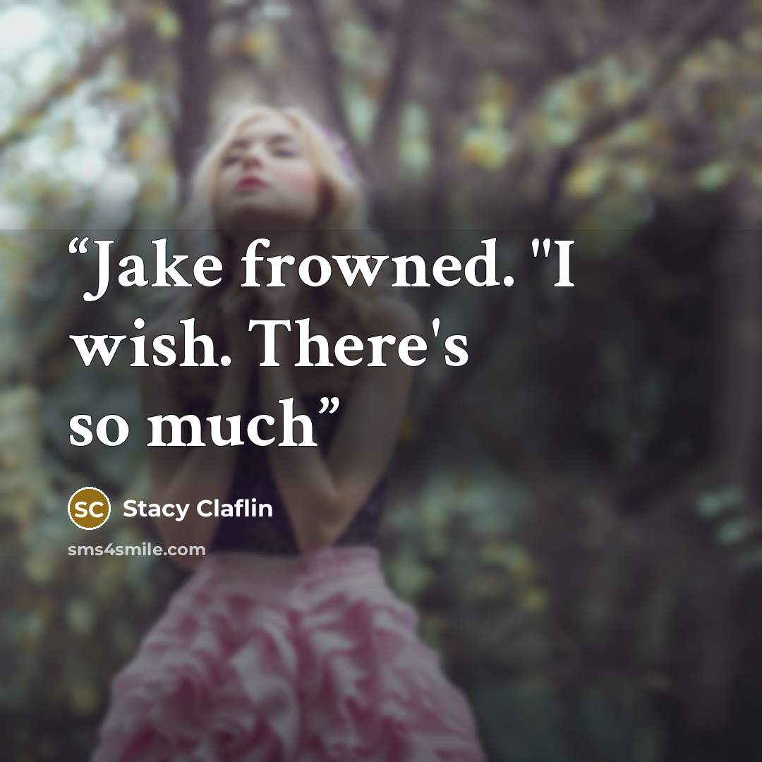“Jake frowned. "I wish. There's so much” quote by Stacy Claflin