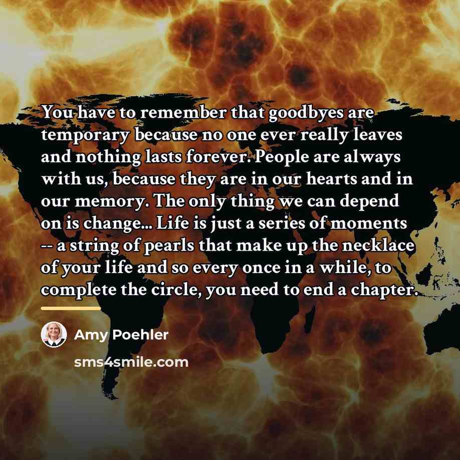 “You have to remember that goodbyes are temporary because no…” quote by Amy Poehler